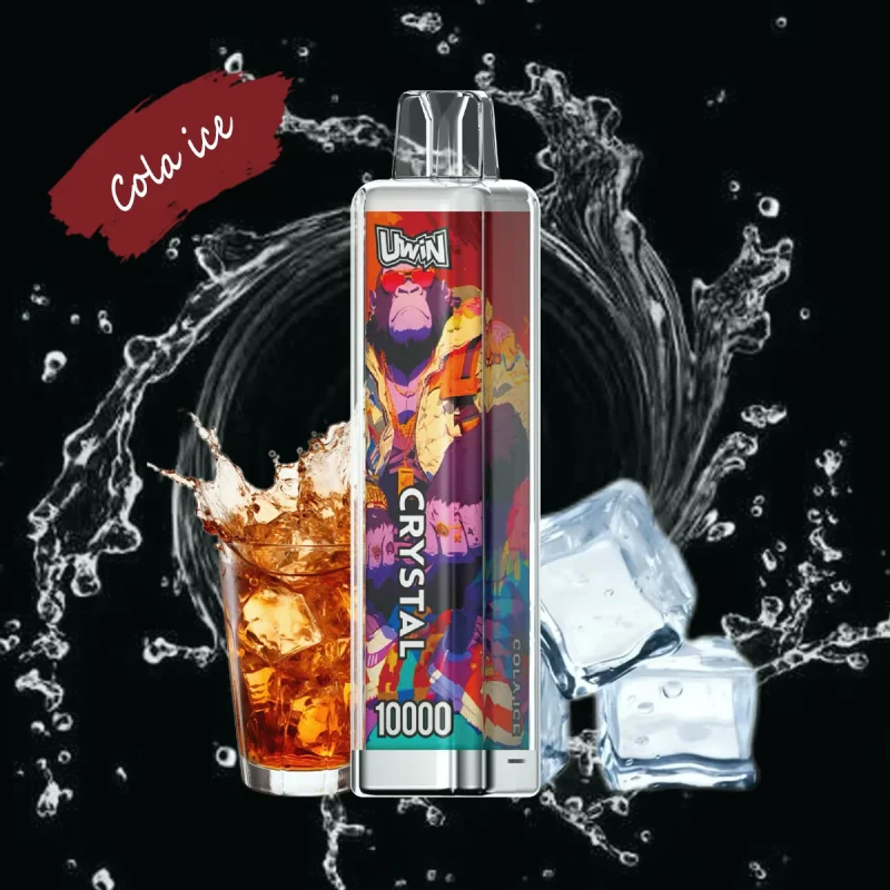 Uwin Crystal 10000 Puffar (10000 puffar) Cola Ice 2% eller 5% nikotin uppladdningsbar engångsvape 650mAh mesh coil RGB lights 18ml Type-C EU lager
