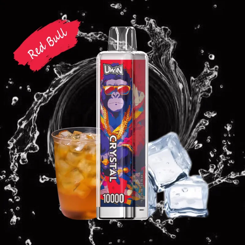 Uwin Crystal 10000 Puffar (10000 puffar) Red Bull 2% eller 5% nikotin uppladdningsbar engångsvape 650mAh mesh coil RGB lights 18ml Type-C EU lager