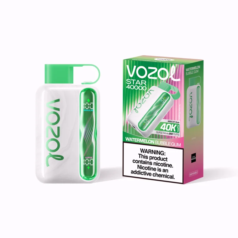 VOZOL Star 40000 Puffar vape Watermelon Bubble Gum 5% nikotin dual mesh 0.65Ω 20ml EU lager