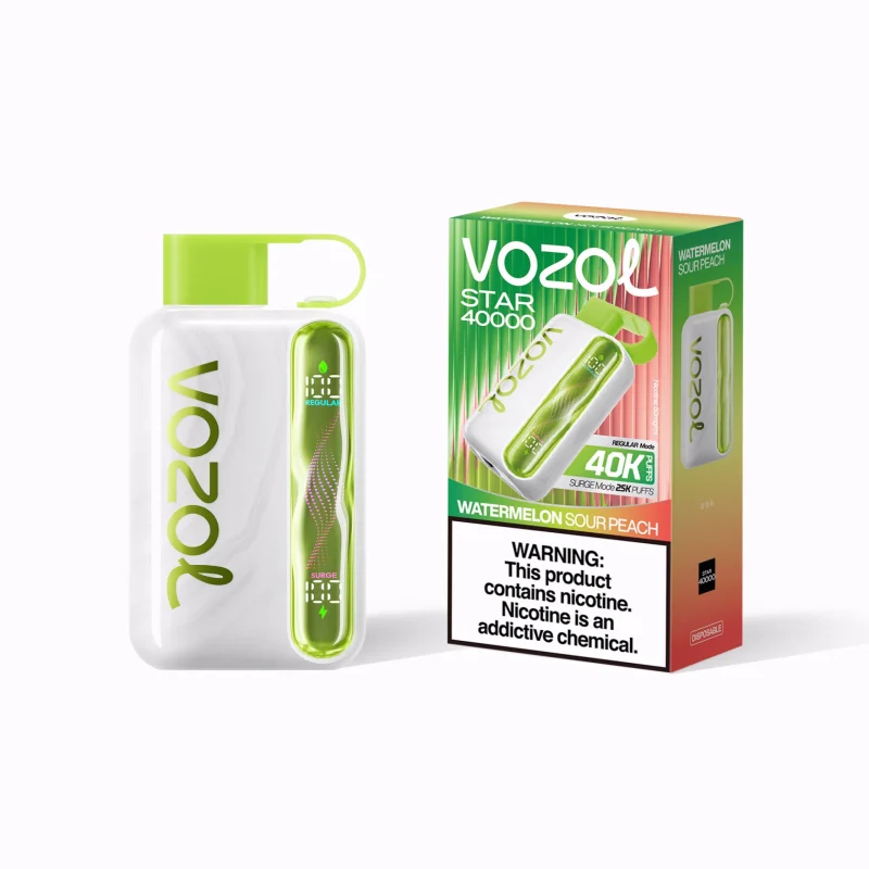VOZOL Star 40000 Puffar vape Watermelon Sour Peach 5% nikotin dual mesh 0.65Ω 20ml EU lager