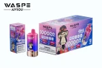 Waspe 4in1 100000 Puffar vape Strawberry Raspberry Cherry Crazy Cherry Ice Blue Cherry Ice Cola Ice 5% nikotin ultra long lasting vape 4in1 quad flavor vape mesh coil uppladdningsbar engångsvape 650mAh 56ml Type-C EU lager