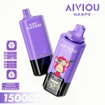 Waspe Aiviou 150000 Puffar vape Blueberry Ice Strawberry Kiwi Cherry Strawberry Ice 5% nikotin ultra long lasting vape 6in1 multi flavor vape mesh coil uppladdningsbar engångsvape 650mAh 64ml Type-C EU lager