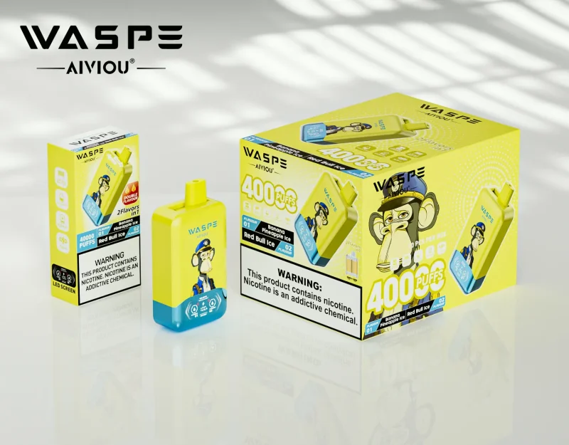 Waspe Aiviou 40000 Puffar vape Banana Pineapple Ice Red Bull Ice 2% nikotin dual flavor vape long lasting vape mesh coil uppladdningsbar engångsvape 650mAh 36ml Type-C EU lager