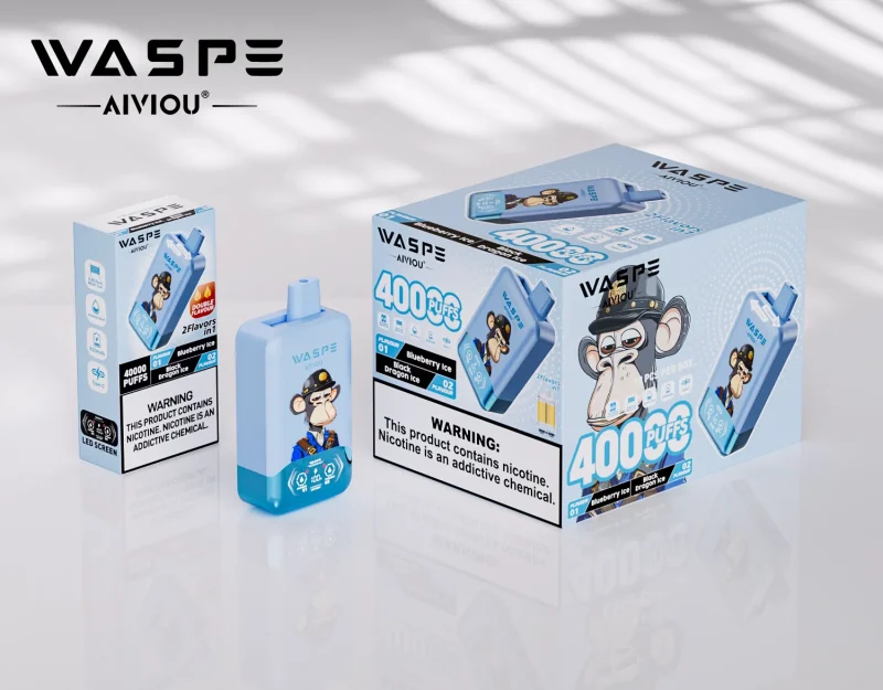 Waspe Aiviou 40000 Puffar vape Blueberry Ice Black Dragon Ice 2% nikotin dual flavor vape long lasting vape mesh coil uppladdningsbar engångsvape 650mAh 36ml Type-C EU lager