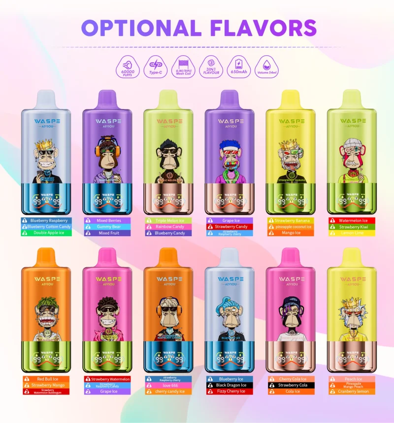 waspe-aiviou-60000-puffar-Flavors list