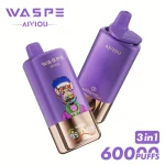 Waspe Aiviou 60000 Puffar vape Grape Ice Strawberry Candy Strawberry Raspberry Cherry 5% nikotin long lasting vape 3in1 triple flavor vape mesh coil uppladdningsbar engångsvape 650mAh 54ml Type-C EU lager