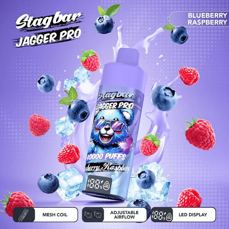 Stag Bar Jagger Pro 40k Engångsvape - 40000 Puffar-blueberry-raspberry.jpg