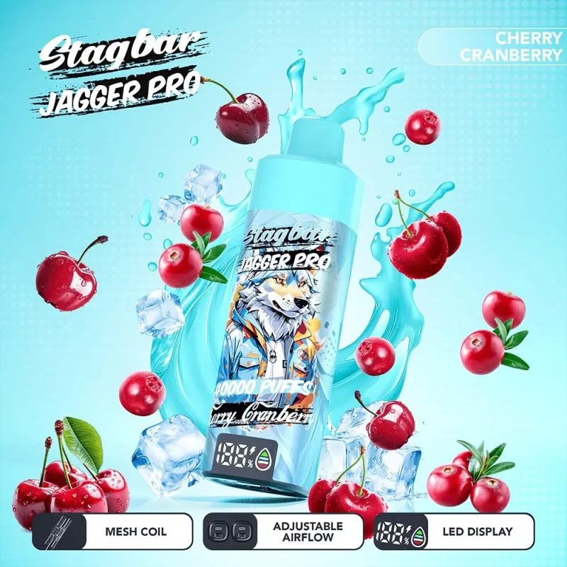 Stag Bar Jagger Pro 40k Engångsvape - 40000 Puffar-cherry-cranberry.jpg
