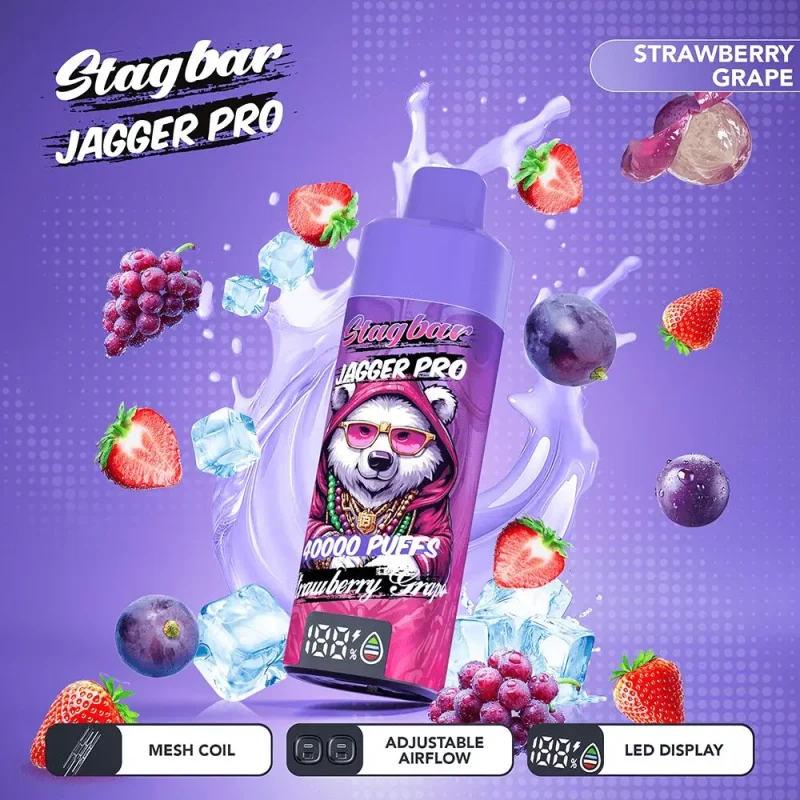 Stag Bar Jagger Pro 40k Engångsvape - 40000 Puffar-strawberry-grape.jpg