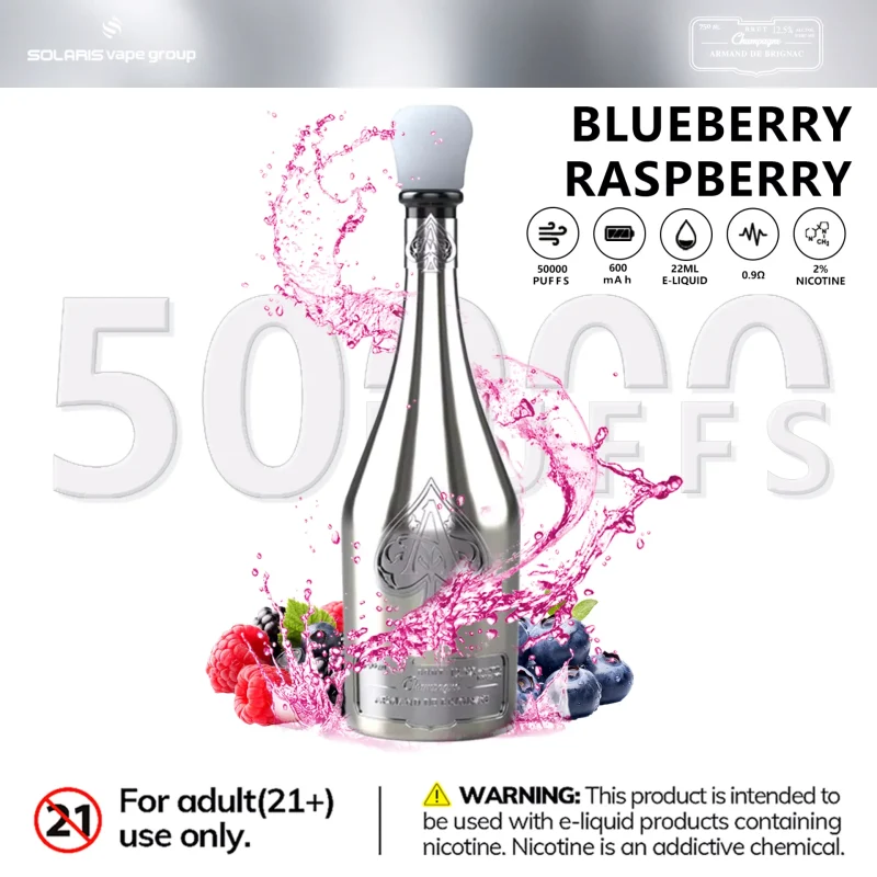 Solaris Champagne 50K Engångsvape – 50000 Puffar EU Lager - Blueberry Raspberry