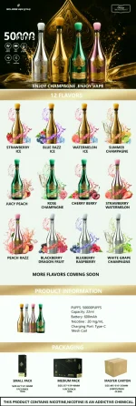 Solaris Champagne 50K Engångsvape – 50000 Puffar EU Lager - Flavors list