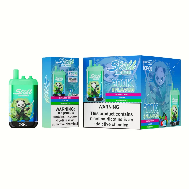 Stoll Bang Leader 200K 200000 Puffs 3 Flavor Vape - Blue Razz Cherry Love 666 Strawberry Ice