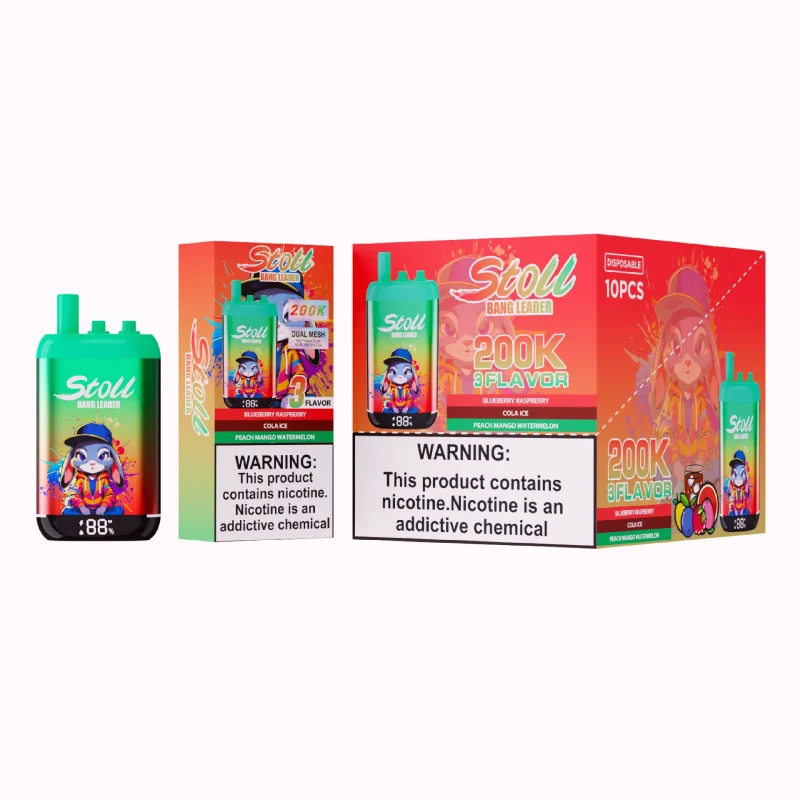 Stoll Bang Leader 200K 200000 Puffs 3 Flavor Vape - Blueberry Raspberry Cola Ice Peach Mango Watermelon