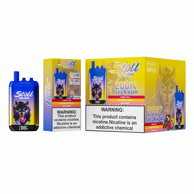 Stoll Bang Leader 200K 200000 Puffs 3 Flavor Vape - Cherry Cola Strawberry Banana Peach Berry