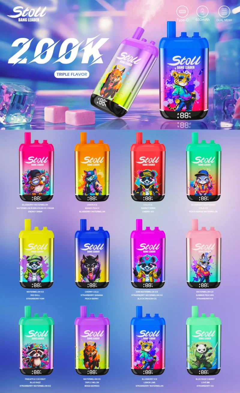 Stoll Bang Leader 200K 200000 Puffs 3 Flavor Vape Flavors list