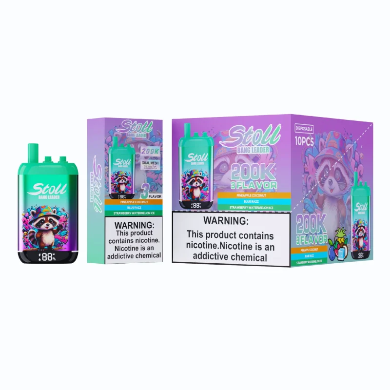 Stoll Bang Leader 200K 200000 Puffs 3 Flavor Vape - Pineapple Coconut Blue Razz Strawberry Watermelon Ice