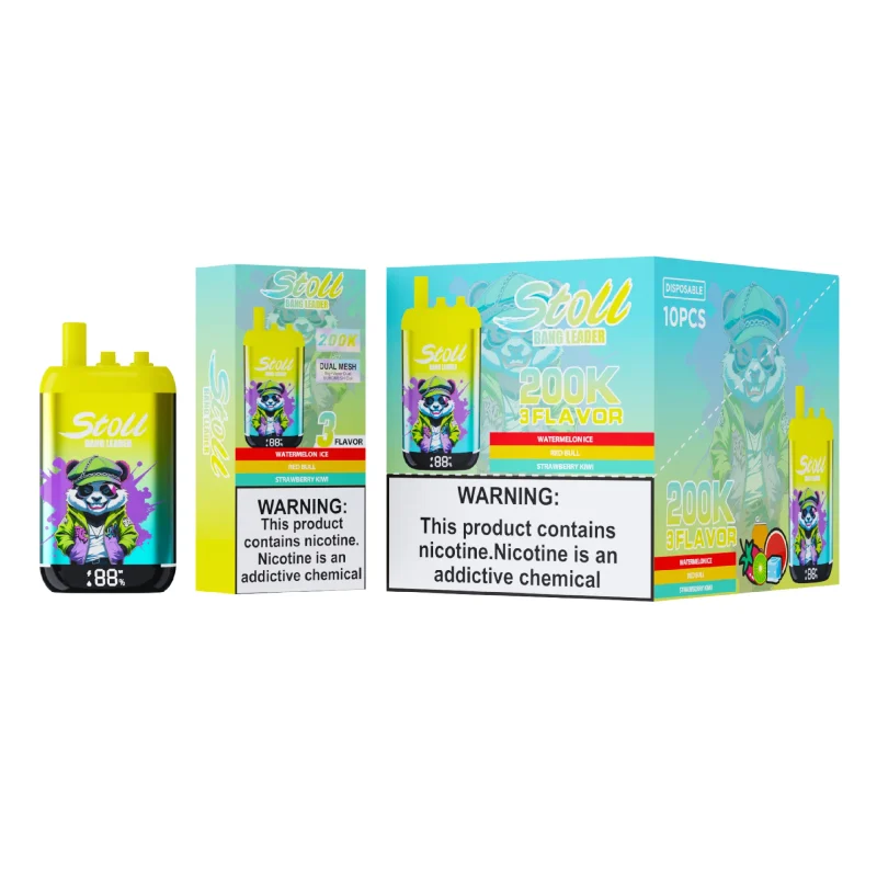 Stoll Bang Leader 200K 200000 Puffs 3 Flavor Vape - Watermelon Ice Red Bull Strawberry Kiwi