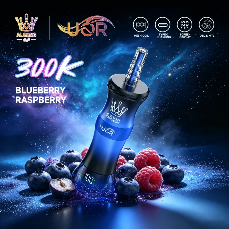 UOR AL Bang 300K – 300000 Puffar Vape MTL & DTL Modes - Blueberry Raspberry (2)