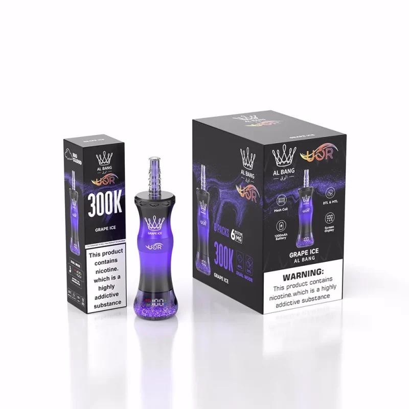 UOR AL Bang 300K – 300000 Puffar Vape MTL & DTL Modes - Grape Ice (2)