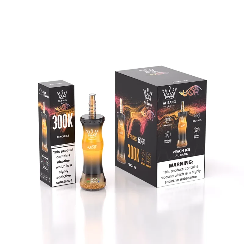 UOR AL Bang 300K – 300000 Puffar Vape MTL & DTL Modes - Peach Ice (3)