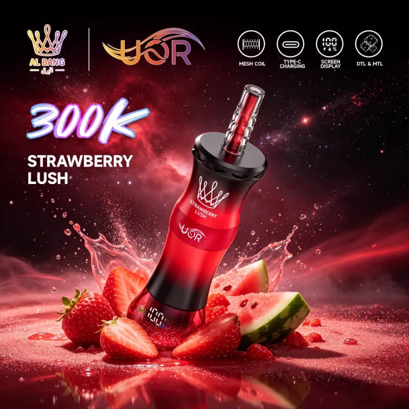 UOR AL Bang 300K – 300000 Puffar Vape MTL & DTL Modes - Strawberry Lush (2)