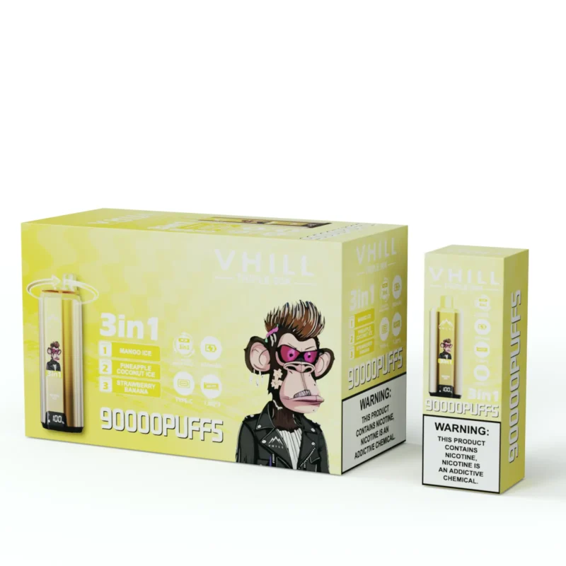 VHILL TRIPLE 90K 90000 Puffar Engångsvape - Strawberry Banana & Pineapple Coconut Ice & Mango Ice