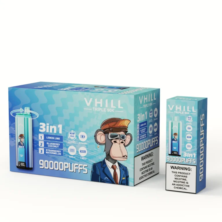VHILL TRIPLE 90K 90000 Puffar Engångsvape - Strawberry Watermelon & Lemon Lime & Blueberry Coconut