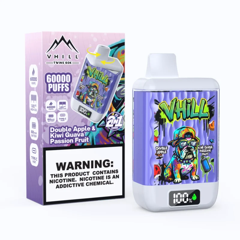 VHILL TWINS 60K 60000 Puffar Engångsvape - Double Apple & Kiwi Guava Passion Fruit