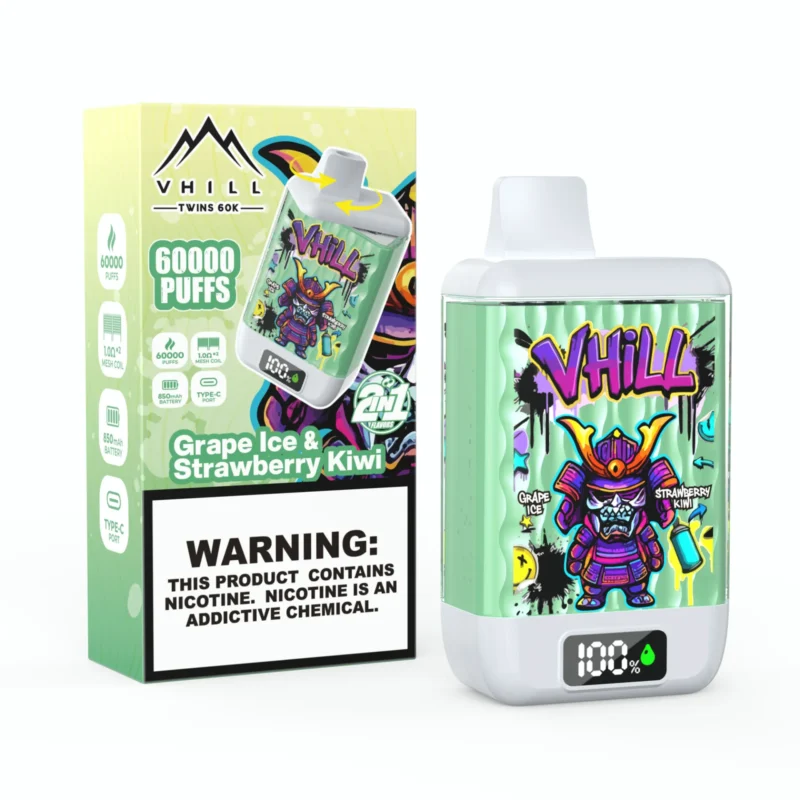 VHILL TWINS 60K 60000 Puffar Engångsvape - Grape ice & Strawberry kiwi