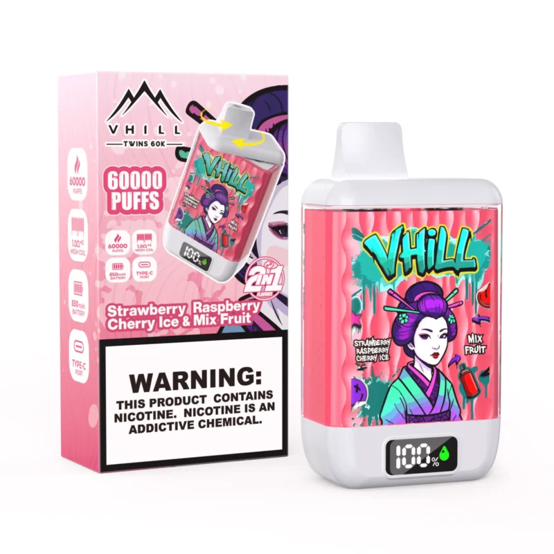 VHILL TWINS 60K 60000 Puffar Engångsvape - Strawberry Raspberry Cherry ice &mix fruit