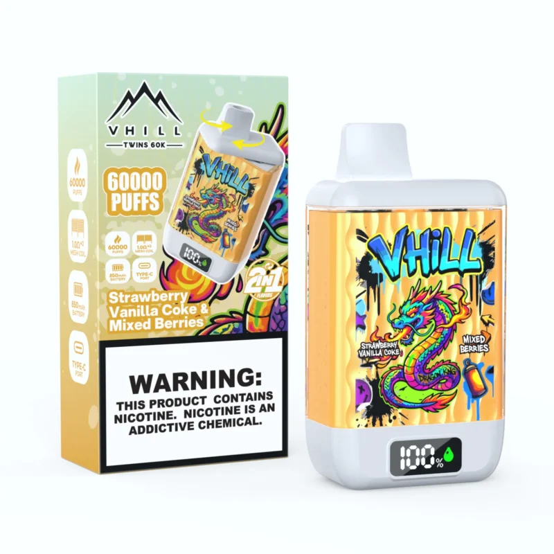 VHILL TWINS 60K 60000 Puffar Engångsvape - Strawberry vanilla coke & Mixed Berries