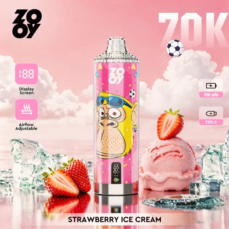 ZOOY Crystal 70k 70000 Puffar Engångsvape - Strawberry Ice Cream