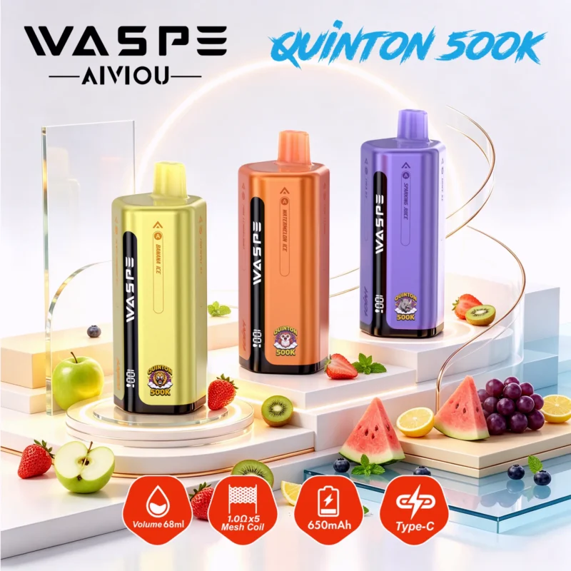 WASPE 10 in 1 Quinton 500K 500000 Puffar Engångsvape (2)