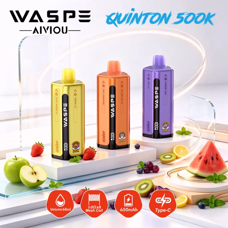 WASPE 10 in 1 Quinton 500K 500000 Puffar Engångsvape (3)