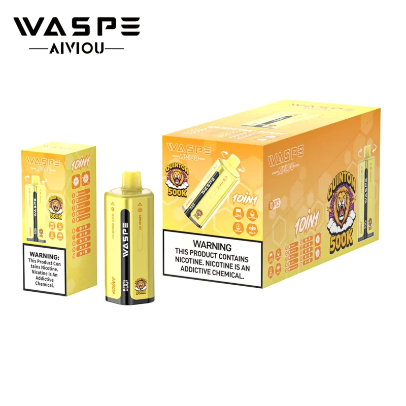 WASPE 10 in 1 Quinton 500K 500000 Puffar Engångsvape-Banana Ice & Pineapple Ice & Mango Ice & Peach Ice &Black Dragon Ice (2)