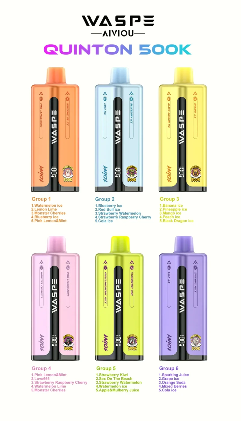 WASPE 10 in 1 Quinton 500K 500000 Puffar Engångsvape flavors list (2)