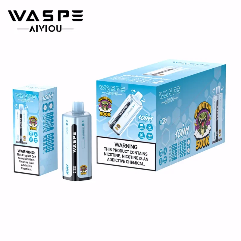 WASPE 500K Puffar Engångsvape-Blueberry Ice & Red Bull Ice & Strawberry Watermelon &Strawberry Raspberry Cherry & Cola Ice (3)