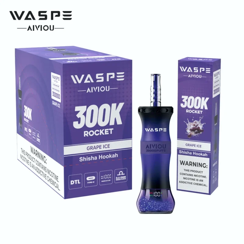 WASPE Shisha Hookah 300K 300000 Puffar Engångsvape-Grape Ice (2)