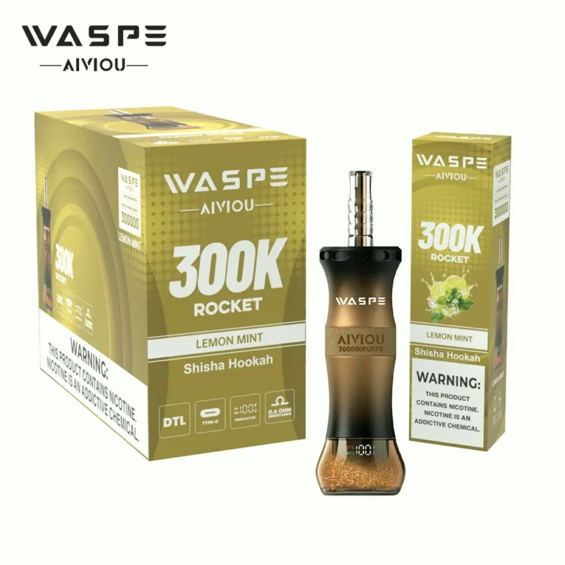 WASPE Shisha Hookah 300K 300000 Puffar Engångsvape-Lemon Mint (3)