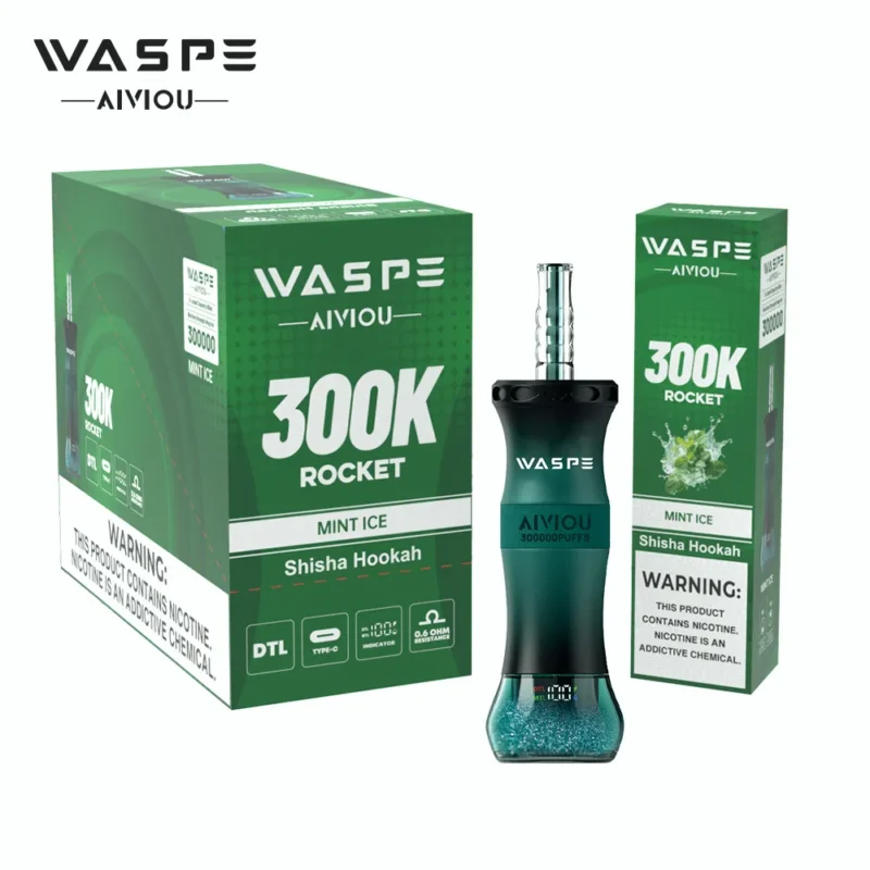 WASPE Shisha Hookah 300K 300000 Puffar Engångsvape-Mint Ice (3)